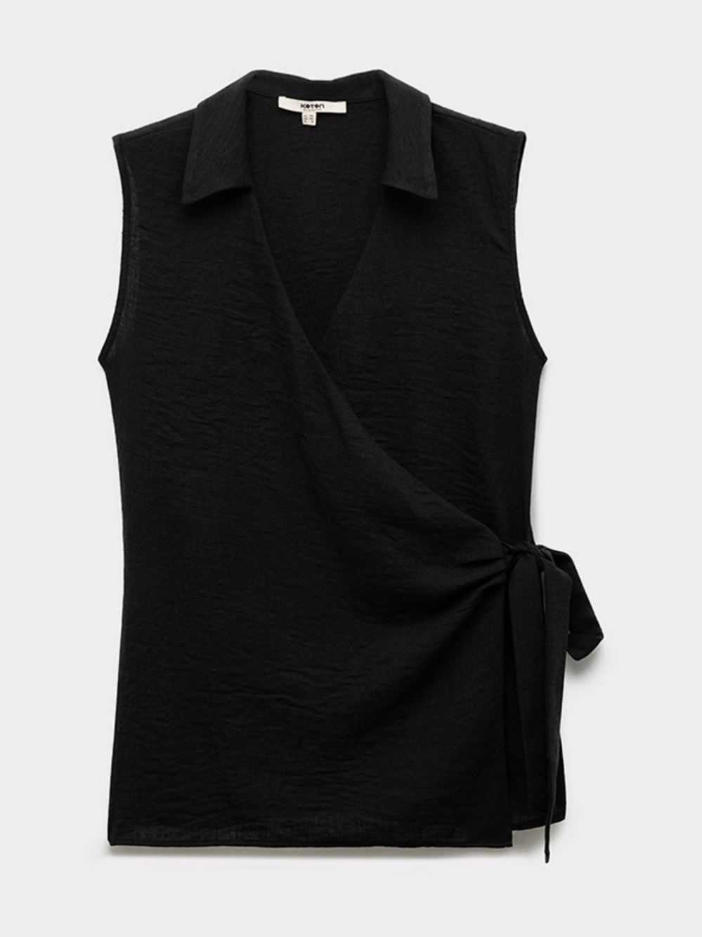 Ann Taylor Black Sleeveless Wrap Tank with Side Tie